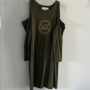 Michael Kors Dark Green Cold Shoulder Dress